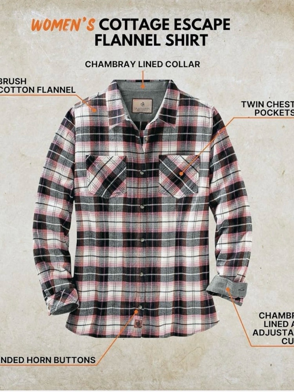 Legendary Whitetails Pink Black and White Plaid Button-Front Shirt